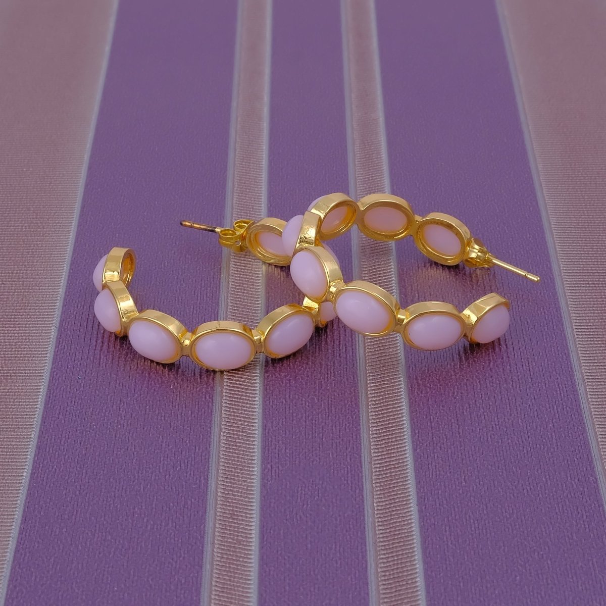 Minimal Red Onyx Hoop Earrings, Handmade Gold Plated Jewelry, Gift for Her CE-1005