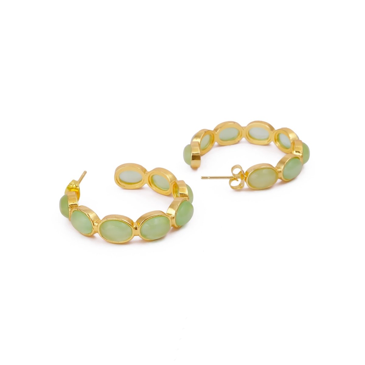 Minimal Red Onyx Hoop Earrings, Handmade Gold Plated Jewelry, Gift for Her CE-1005