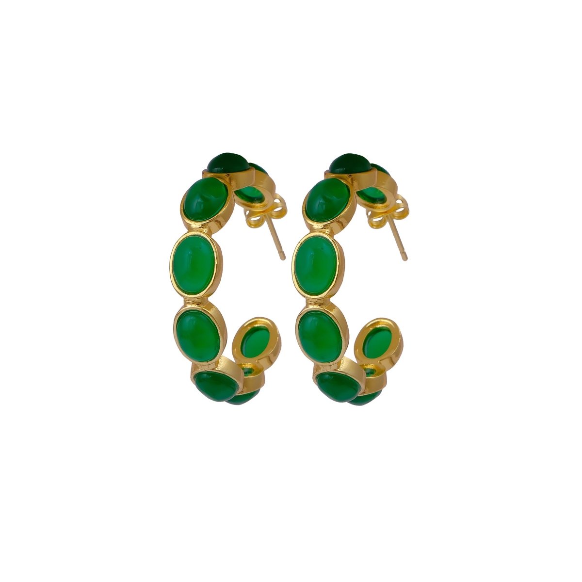 Minimal Red Onyx Hoop Earrings, Handmade Gold Plated Jewelry, Gift for Her CE-1005