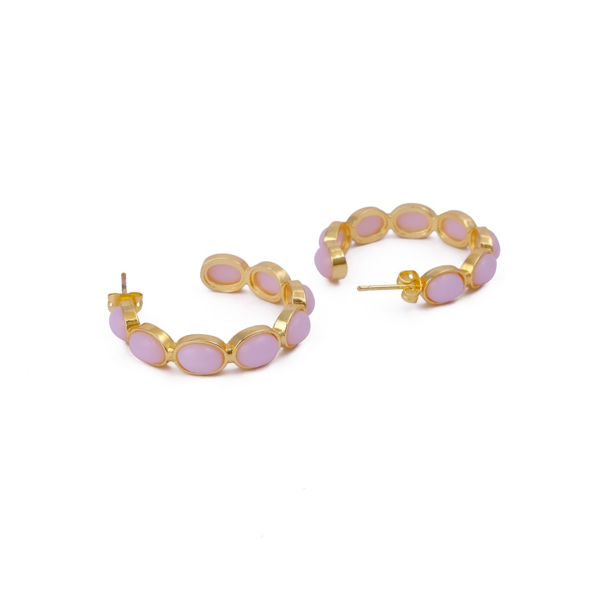 Minimal Red Onyx Hoop Earrings, Handmade Gold Plated Jewelry, Gift for Her CE-1005