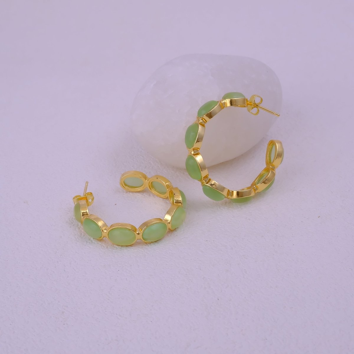 Minimal Red Onyx Hoop Earrings, Handmade Gold Plated Jewelry, Gift for Her CE-1005