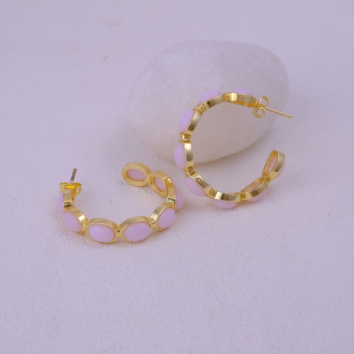 Minimal Red Onyx Hoop Earrings, Handmade Gold Plated Jewelry, Gift for Her CE-1005
