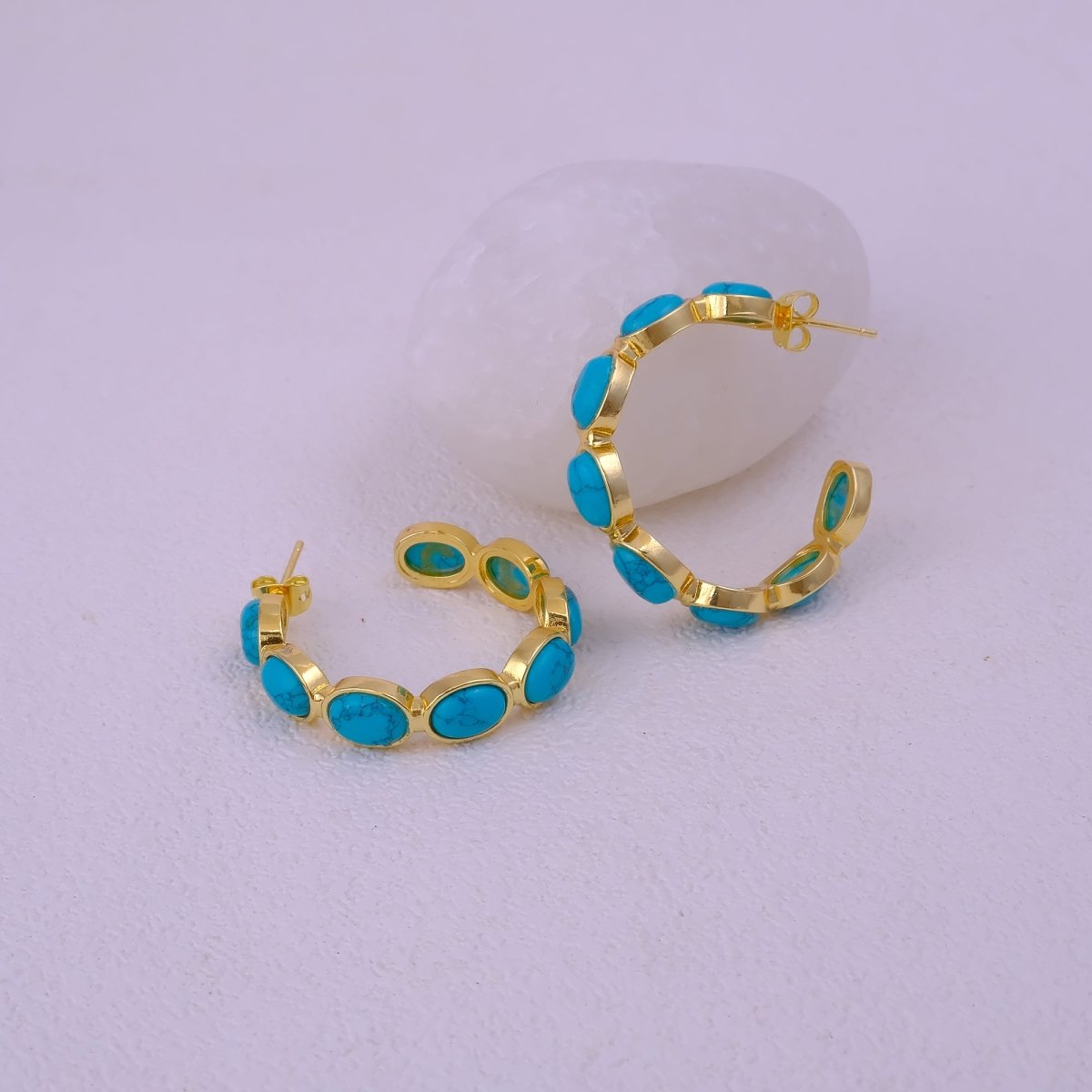 Minimal Red Onyx Hoop Earrings, Handmade Gold Plated Jewelry, Gift for Her CE-1005