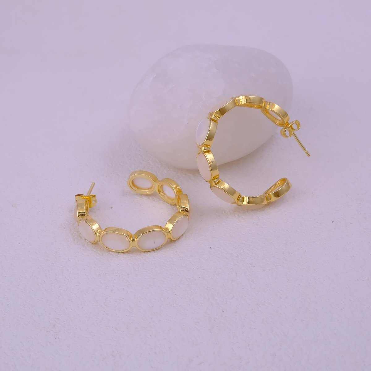 Minimal Red Onyx Hoop Earrings, Handmade Gold Plated Jewelry, Gift for Her CE-1005