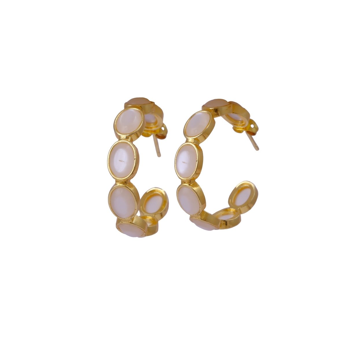 Minimal Red Onyx Hoop Earrings, Handmade Gold Plated Jewelry, Gift for Her CE-1005