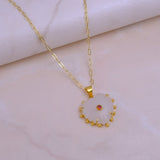 Minimal White Chalcedony Flower Necklace, Dainty Everyday Pendant Jewelry 5286