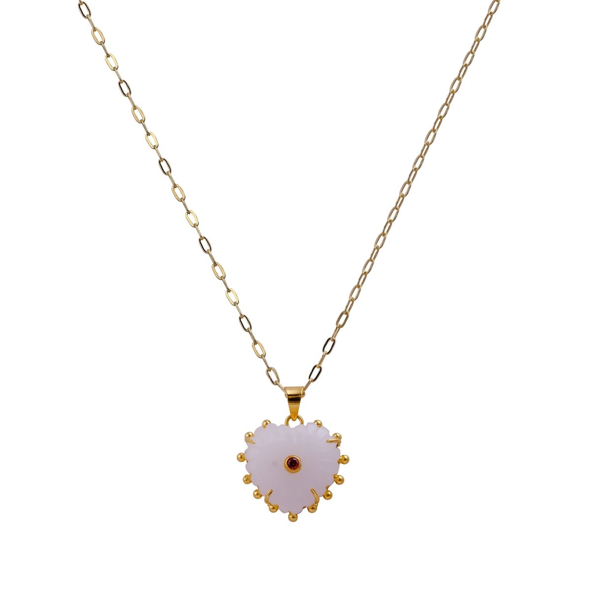 Minimal White Chalcedony Flower Necklace, Dainty Everyday Pendant Jewelry 5286