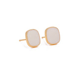 Minimal White Cushion Stud Trendy Gold Plated Earrings