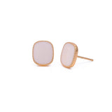 Minimal White Cushion Stud Trendy Gold Plated Earrings