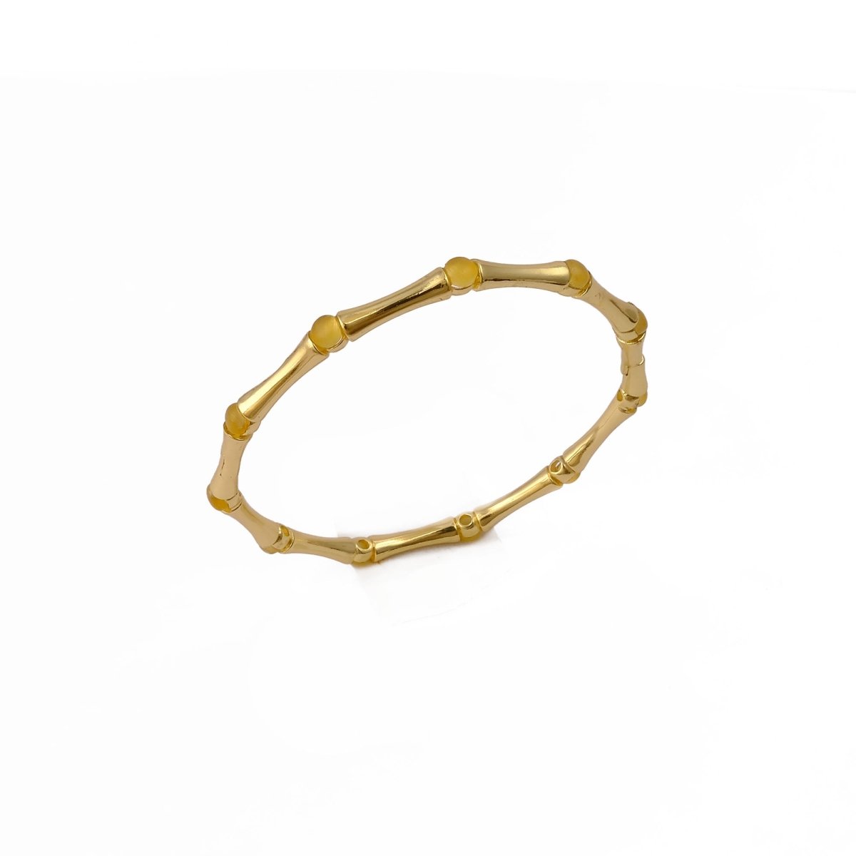 Minimalist Bamboo Cat's Eye Gemstone Bangle, Gold Plated Jewelry CB - 1001