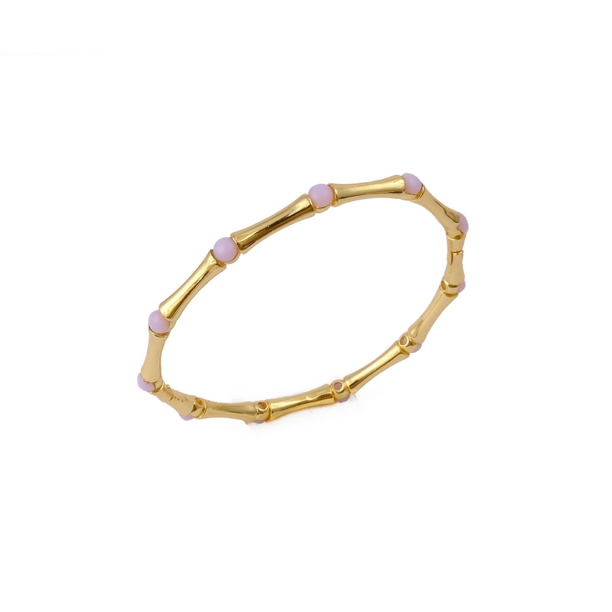 Minimalist Bamboo Cat's Eye Gemstone Bangle, Gold Plated Jewelry CB - 1001