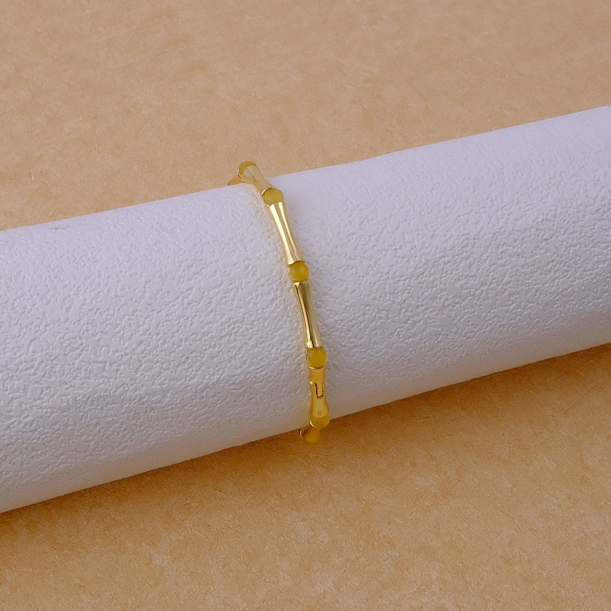 Minimalist Bamboo Cat's Eye Gemstone Bangle, Gold Plated Jewelry CB - 1001