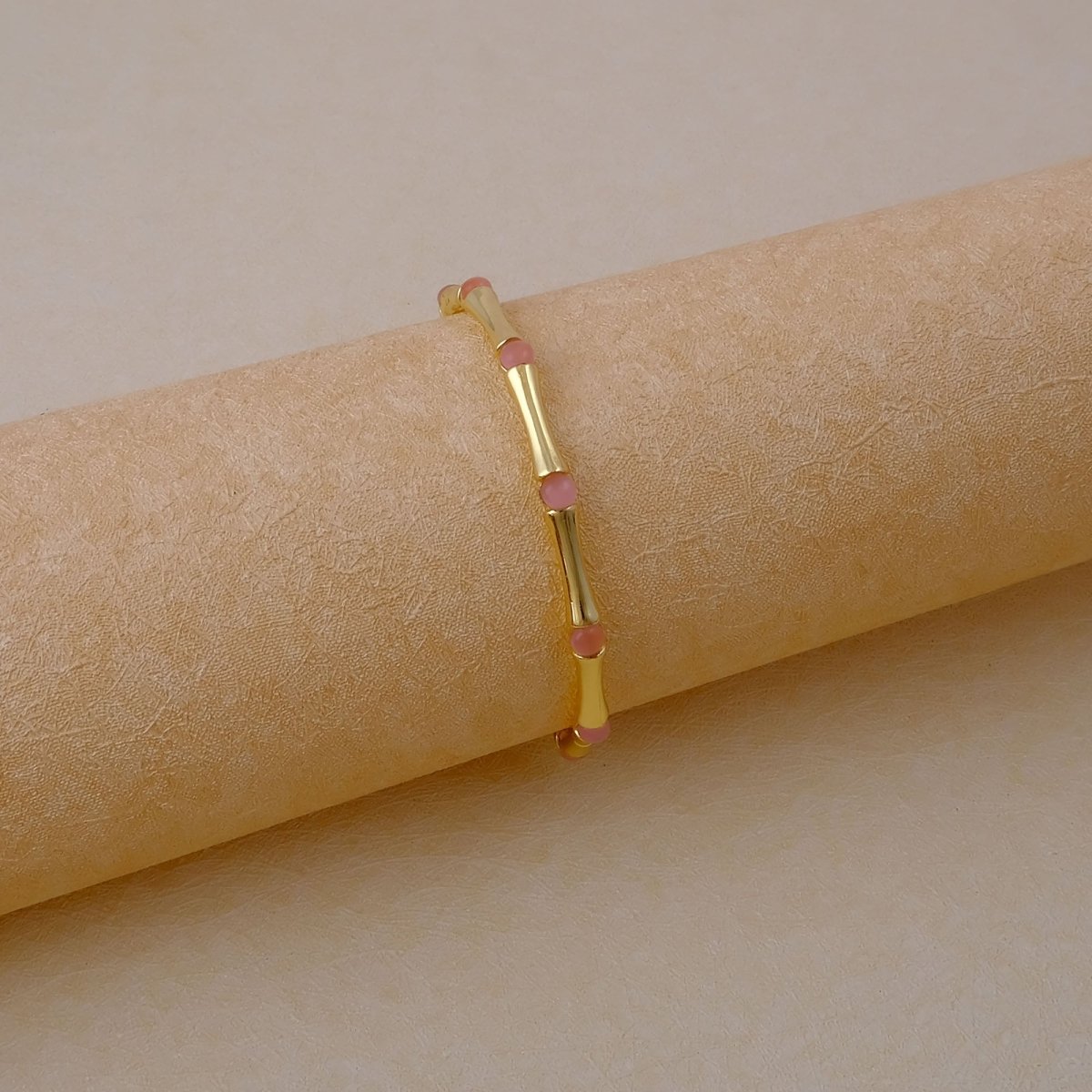Minimalist Bamboo Cat's Eye Gemstone Bangle, Gold Plated Jewelry CB - 1001