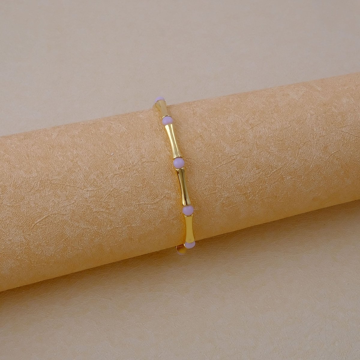 Minimalist Bamboo Cat's Eye Gemstone Bangle, Gold Plated Jewelry CB - 1001