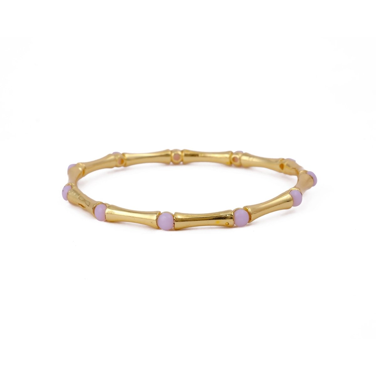 Minimalist Bamboo Cat's Eye Gemstone Bangle, Gold Plated Jewelry CB - 1001