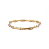 Minimalist Bamboo Cat's Eye Gemstone Bangle, Gold Plated Jewelry CB - 1001