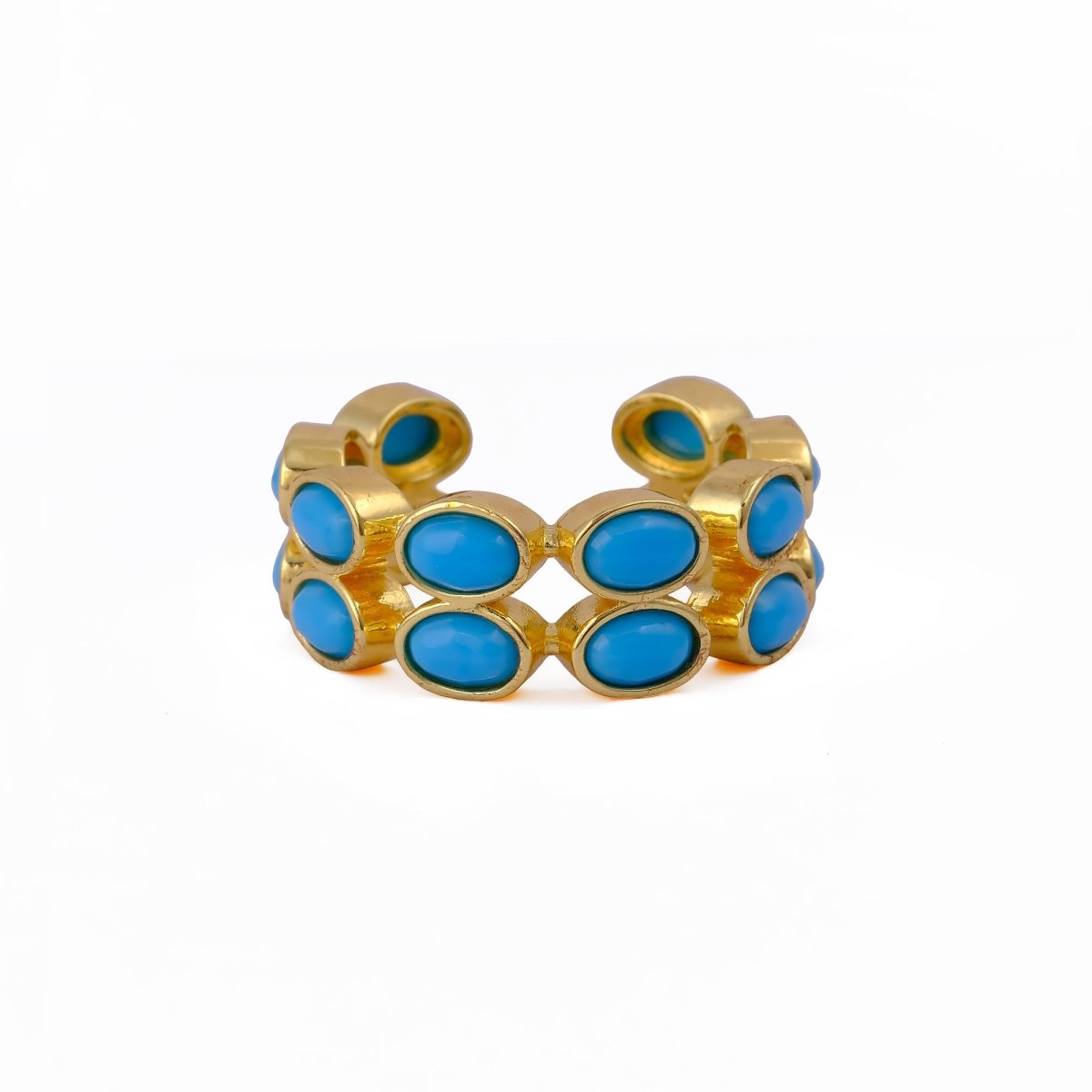 Minimalist Blue Turquoise Eternity Rin, Gold Plated Adjustable Jewelry CR - 1028