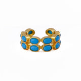Minimalist Blue Turquoise Eternity Rin, Gold Plated Adjustable Jewelry CR - 1028