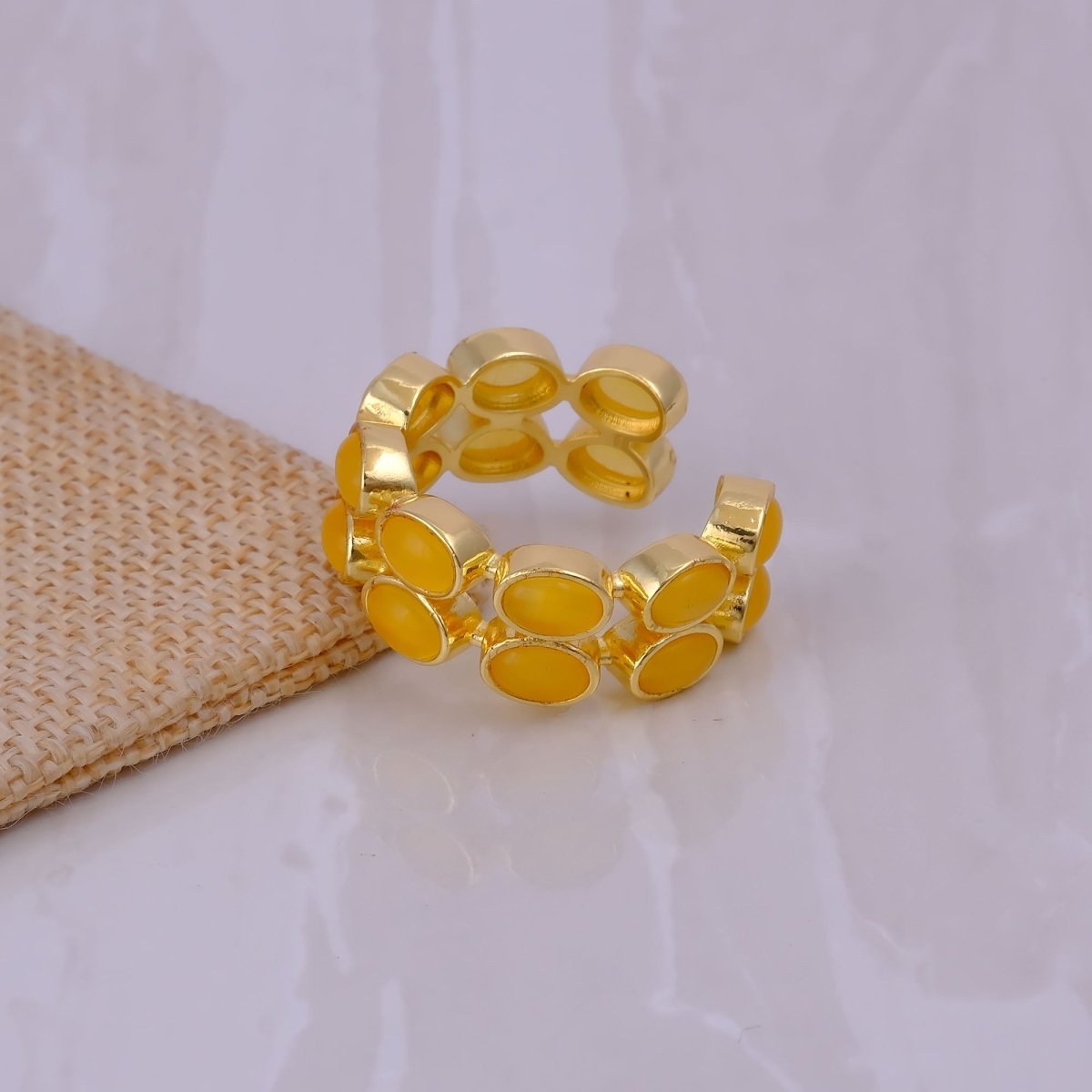 Minimalist Blue Turquoise Eternity Rin, Gold Plated Adjustable Jewelry CR - 1028