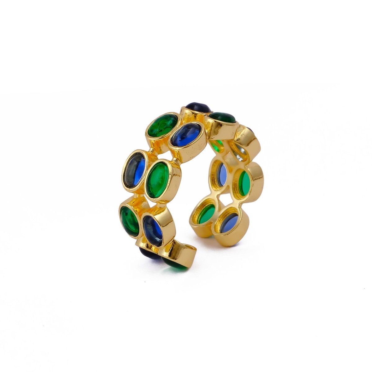 Minimalist Blue Turquoise Eternity Rin, Gold Plated Adjustable Jewelry CR - 1028