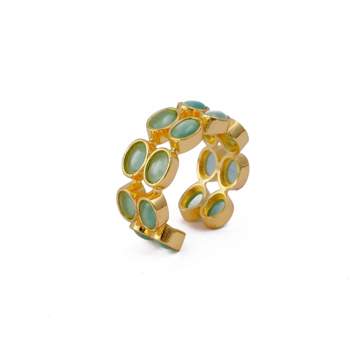 Minimalist Blue Turquoise Eternity Rin, Gold Plated Adjustable Jewelry CR - 1028