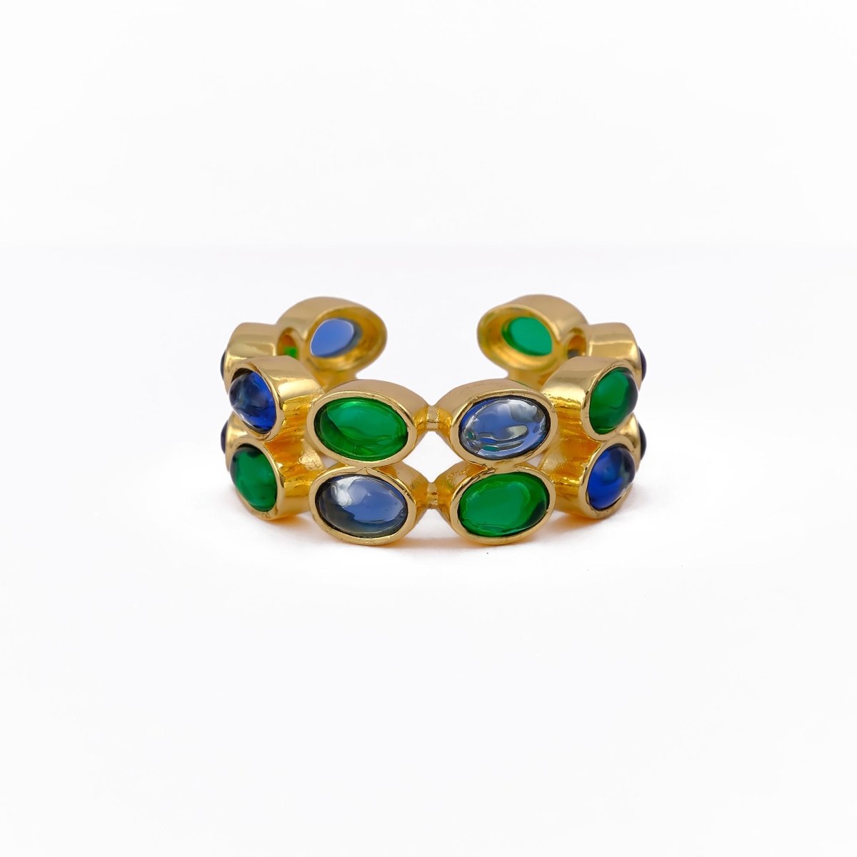 Minimalist Blue Turquoise Eternity Rin, Gold Plated Adjustable Jewelry CR - 1028