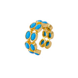 Minimalist Blue Turquoise Eternity Rin, Gold Plated Adjustable Jewelry CR - 1028