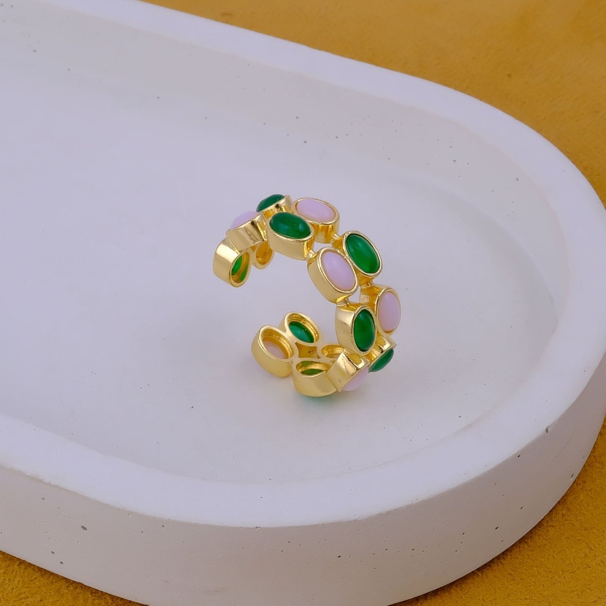 Minimalist Blue Turquoise Eternity Rin, Gold Plated Adjustable Jewelry CR - 1028