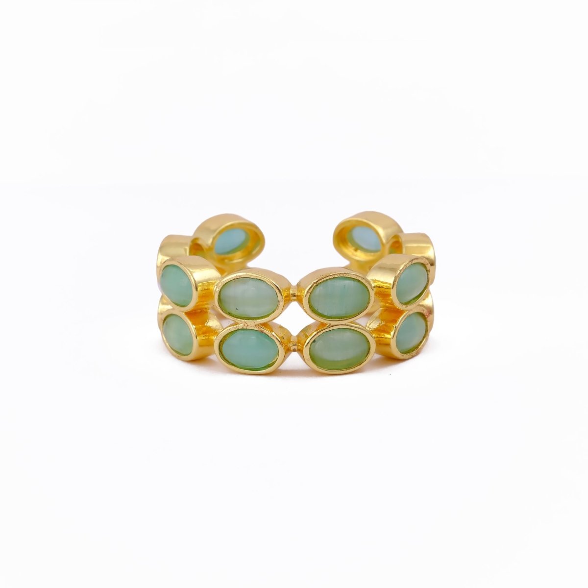 Minimalist Blue Turquoise Eternity Rin, Gold Plated Adjustable Jewelry CR - 1028