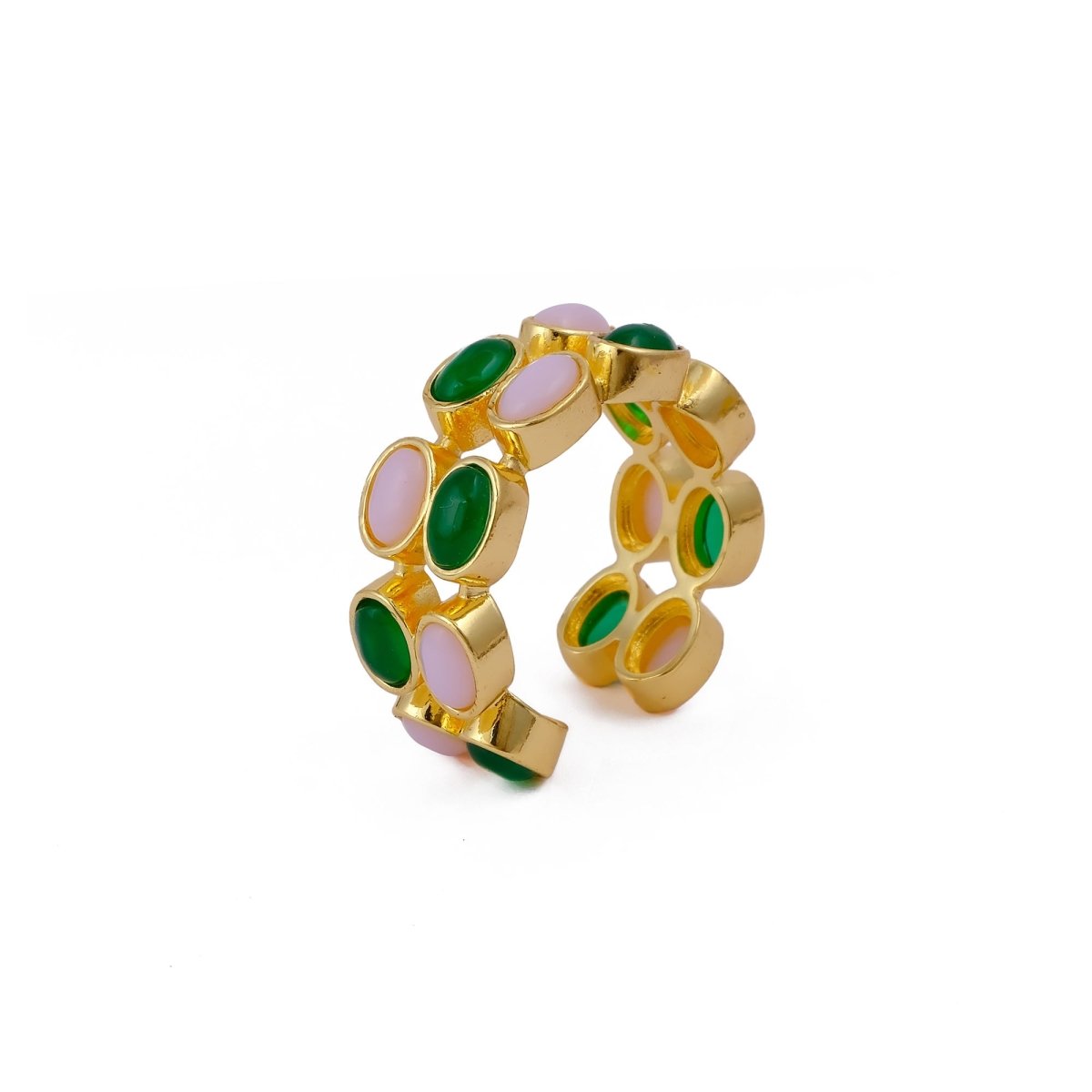 Minimalist Blue Turquoise Eternity Rin, Gold Plated Adjustable Jewelry CR - 1028