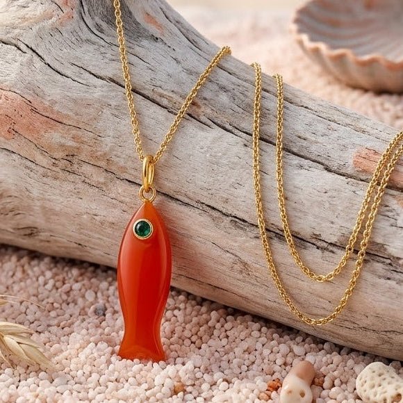 Minimalist Fish Pendant Necklace for Women, Modern Marine Inspired Jewelry 5287