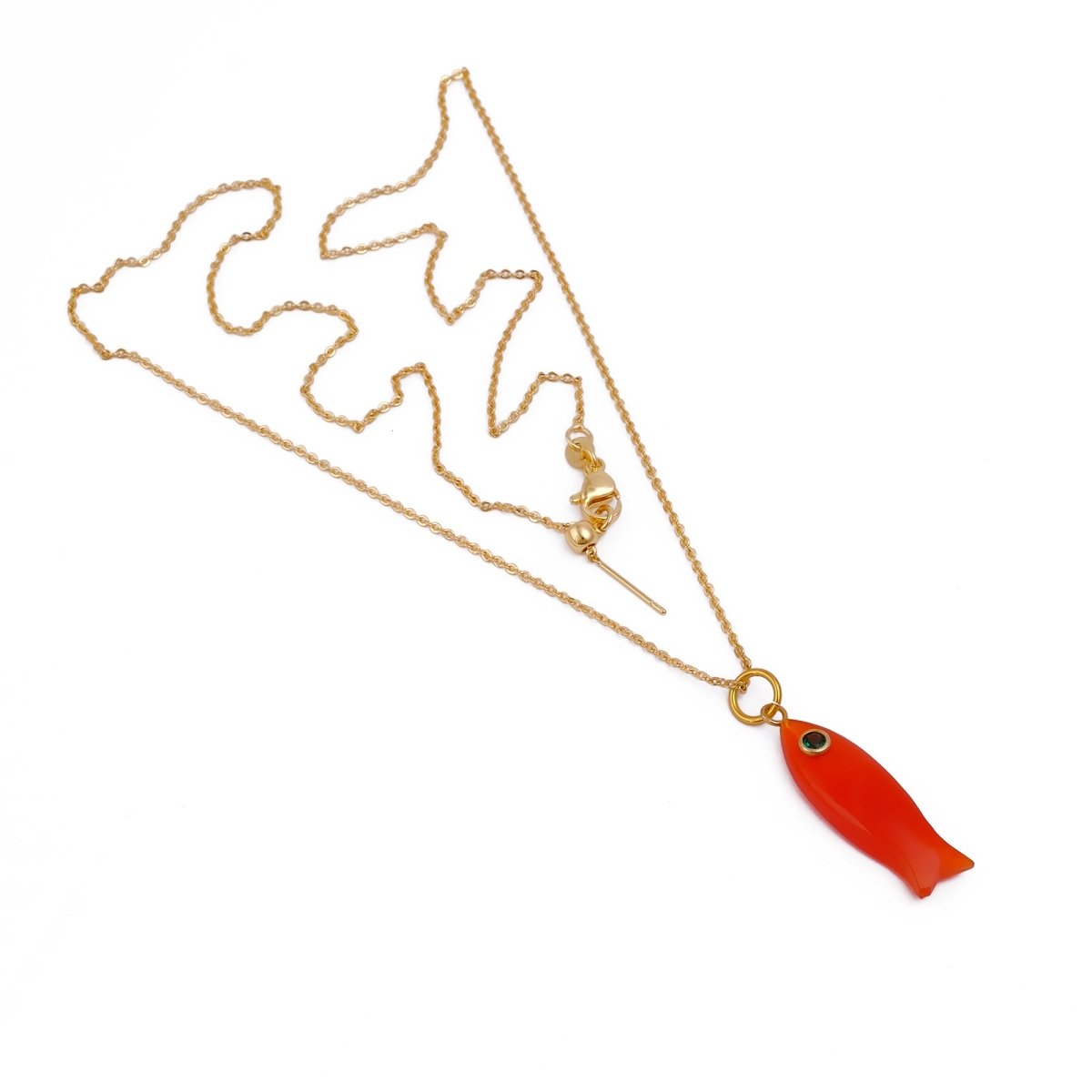 Minimalist Fish Pendant Necklace for Women, Modern Marine Inspired Jewelry 5287