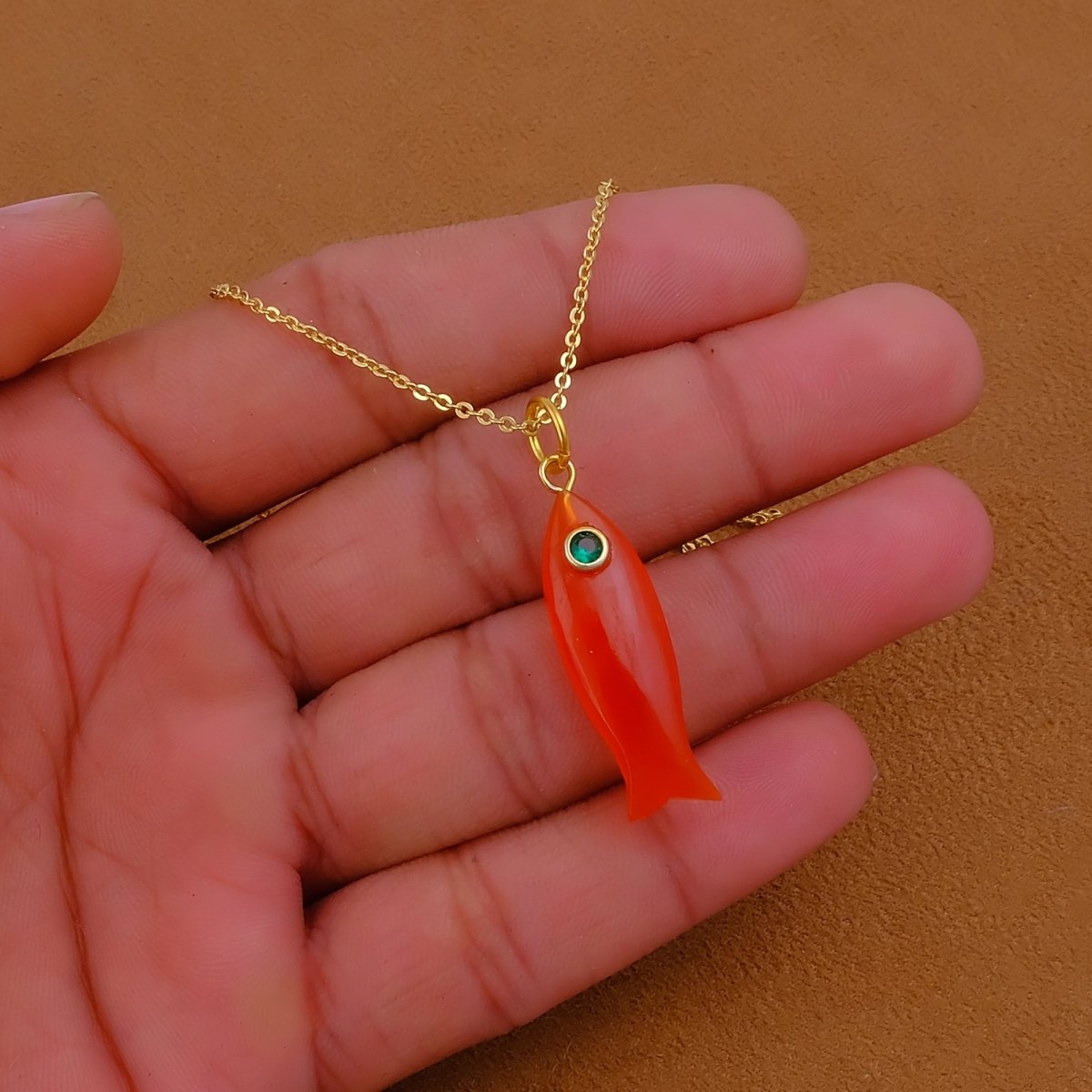 Minimalist Fish Pendant Necklace for Women, Modern Marine Inspired Jewelry 5287