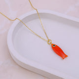 Minimalist Fish Pendant Necklace for Women, Modern Marine Inspired Jewelry 5287