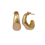 Minimalist Gold Plated C Shaped Chunky Hoop Earrings