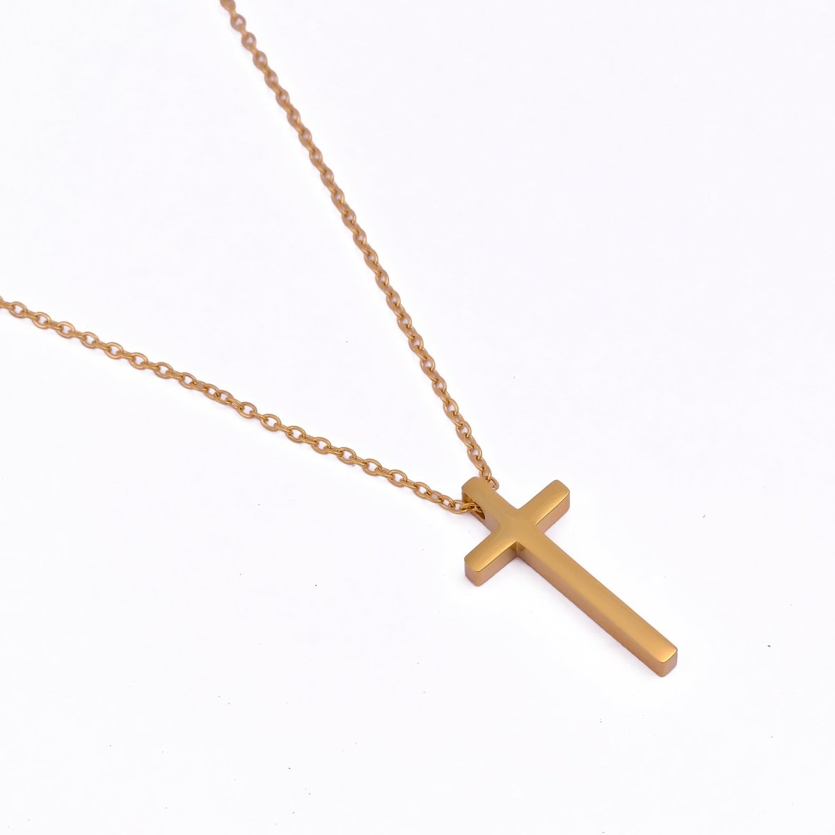 Minimalist Gold Plated Cross Necklace Simple Pendant on Delicate Chain