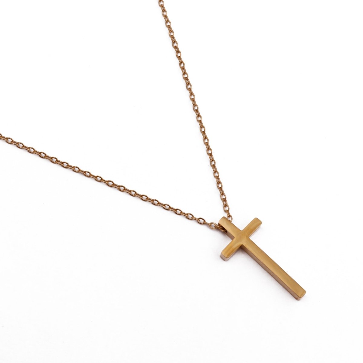 Minimalist Gold Plated Cross Necklace Simple Pendant on Delicate Chain