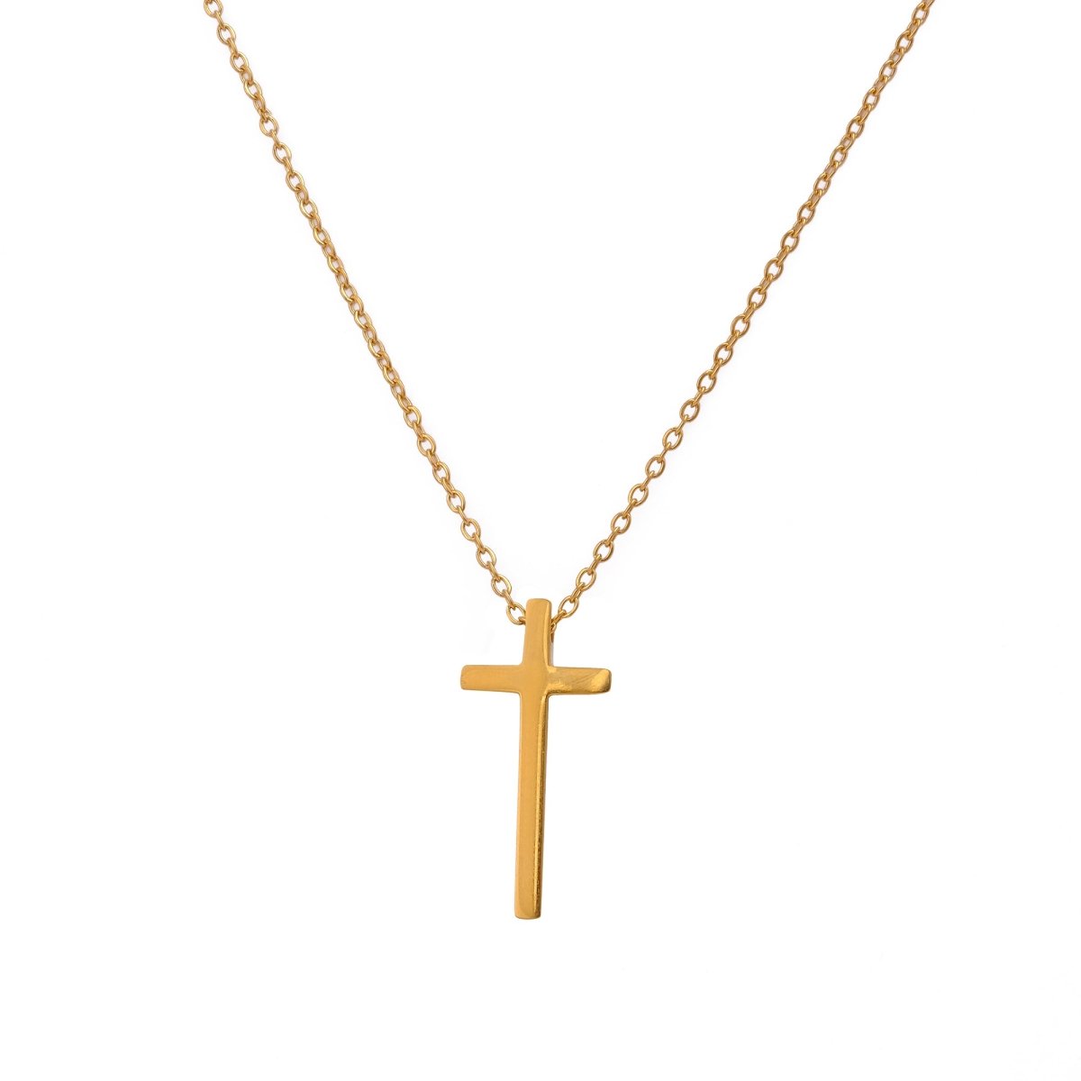 Minimalist Gold Plated Cross Necklace Simple Pendant on Delicate Chain