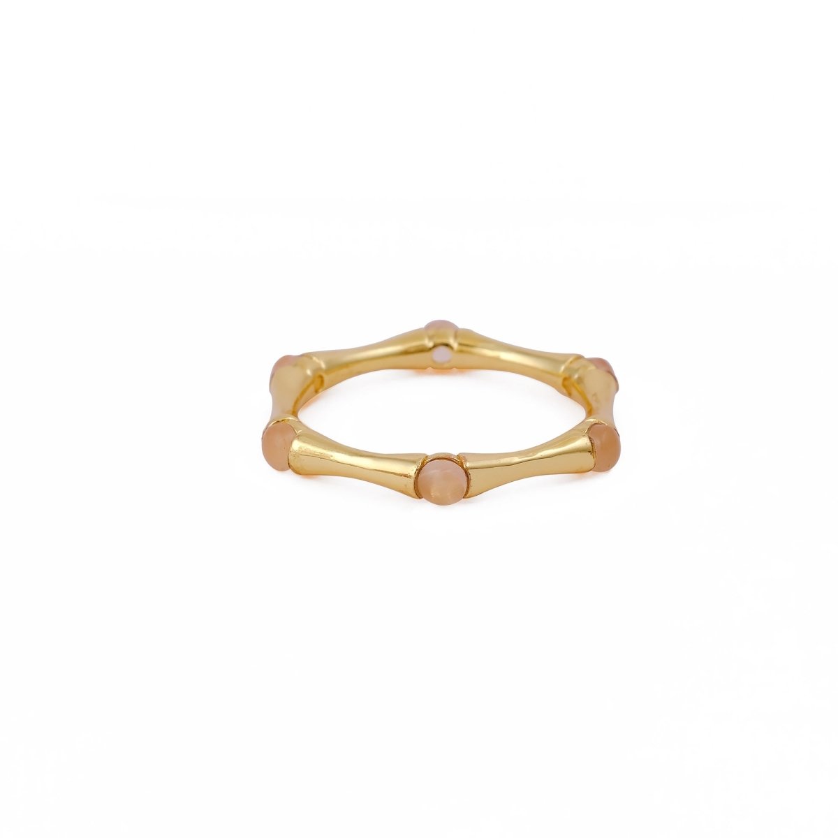 Minimalist Green Turquoise Stacking Ring, Gold Plated Bamboo Style Ring CR - 1023