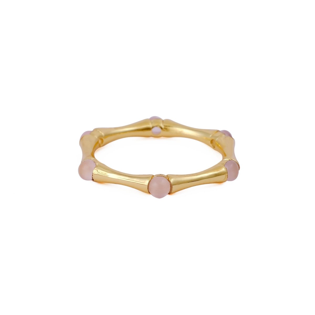 Minimalist Green Turquoise Stacking Ring, Gold Plated Bamboo Style Ring CR - 1023