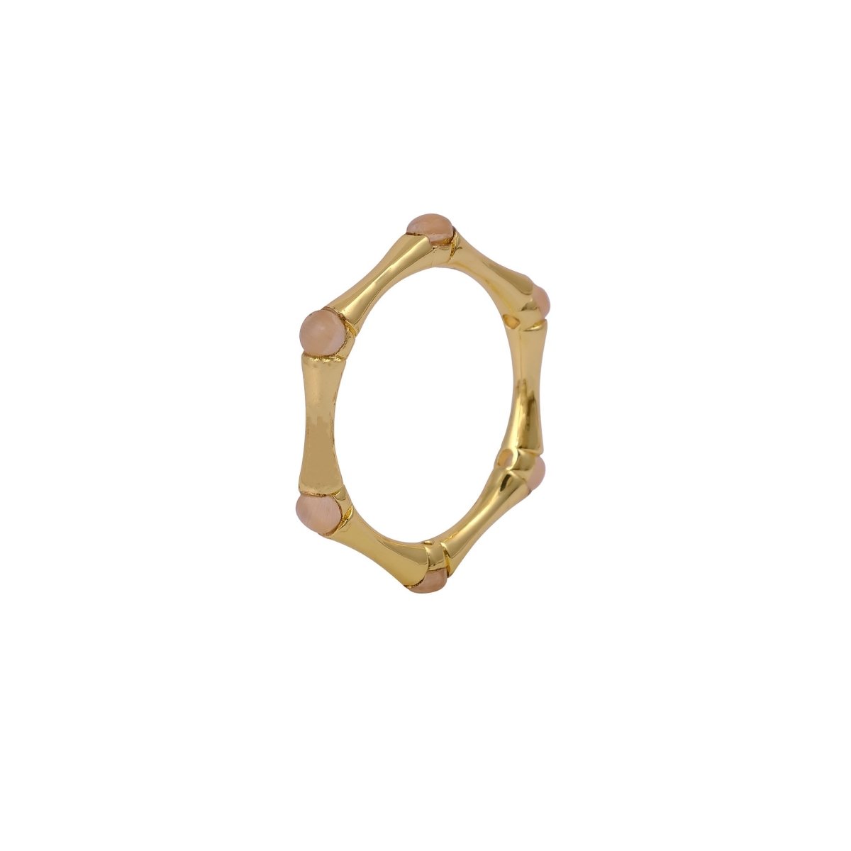 Minimalist Green Turquoise Stacking Ring, Gold Plated Bamboo Style Ring CR - 1023
