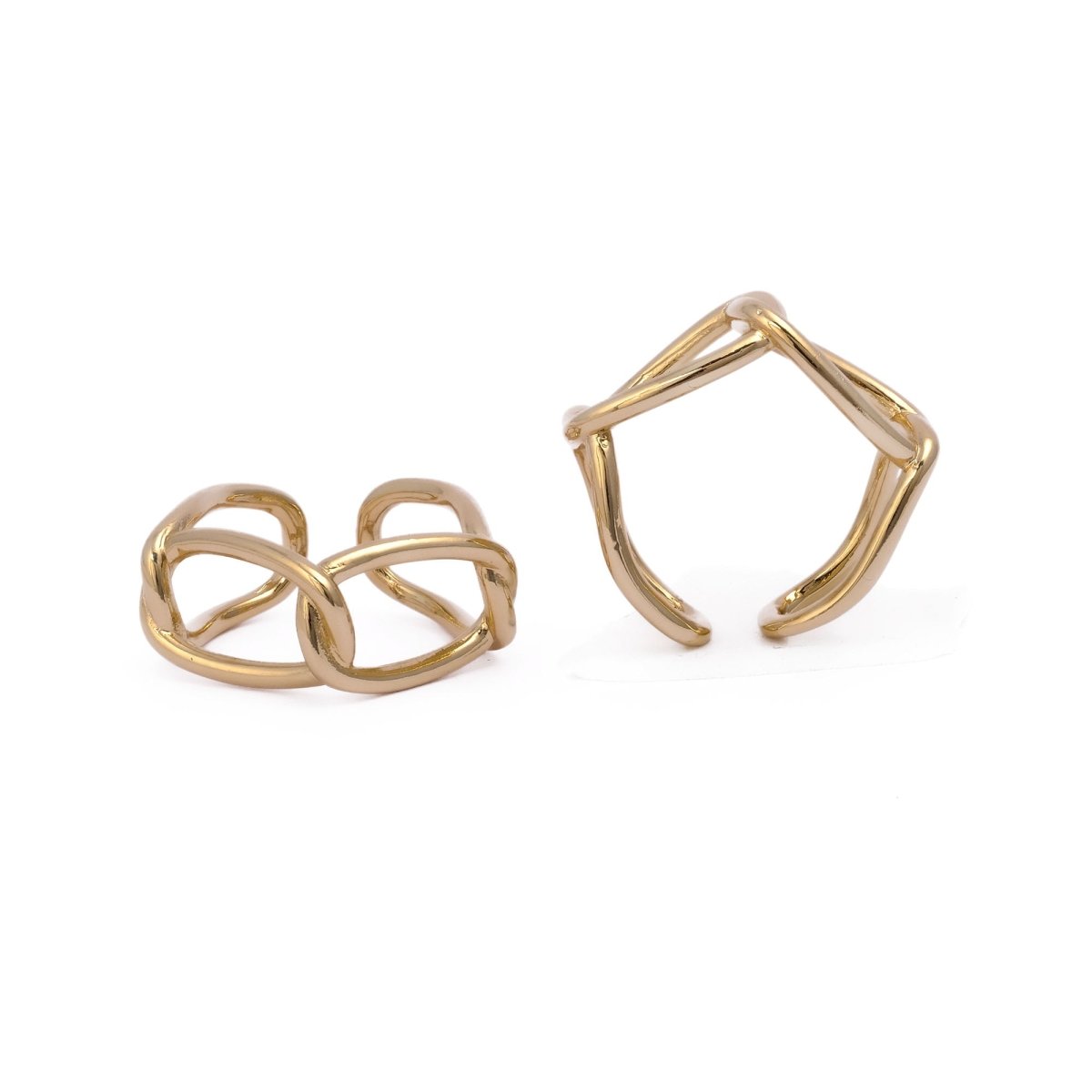 Minimalist Linked Design Adjustable Gold Ring, Gold Plated Brass Ring, Brass Ring For Women Gifts.