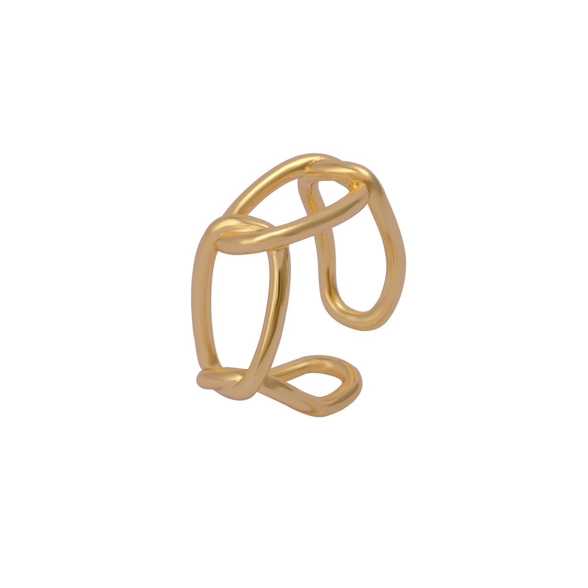 Minimalist Linked Design Adjustable Gold Ring, Gold Plated Brass Ring, Brass Ring For Women Gifts.
