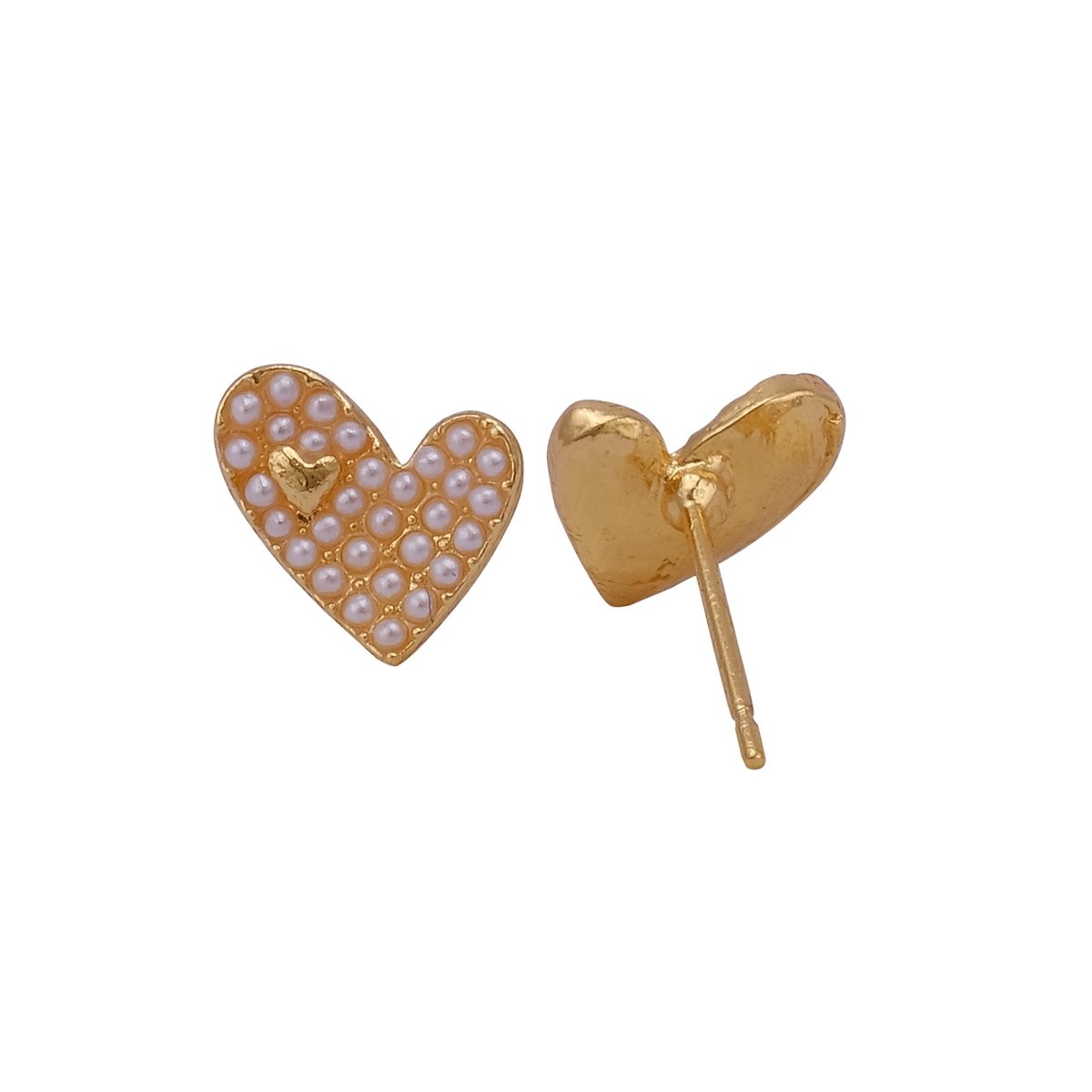 Minimalist Paerl Beads Stud Heart Shape Stud Post Earring For Children