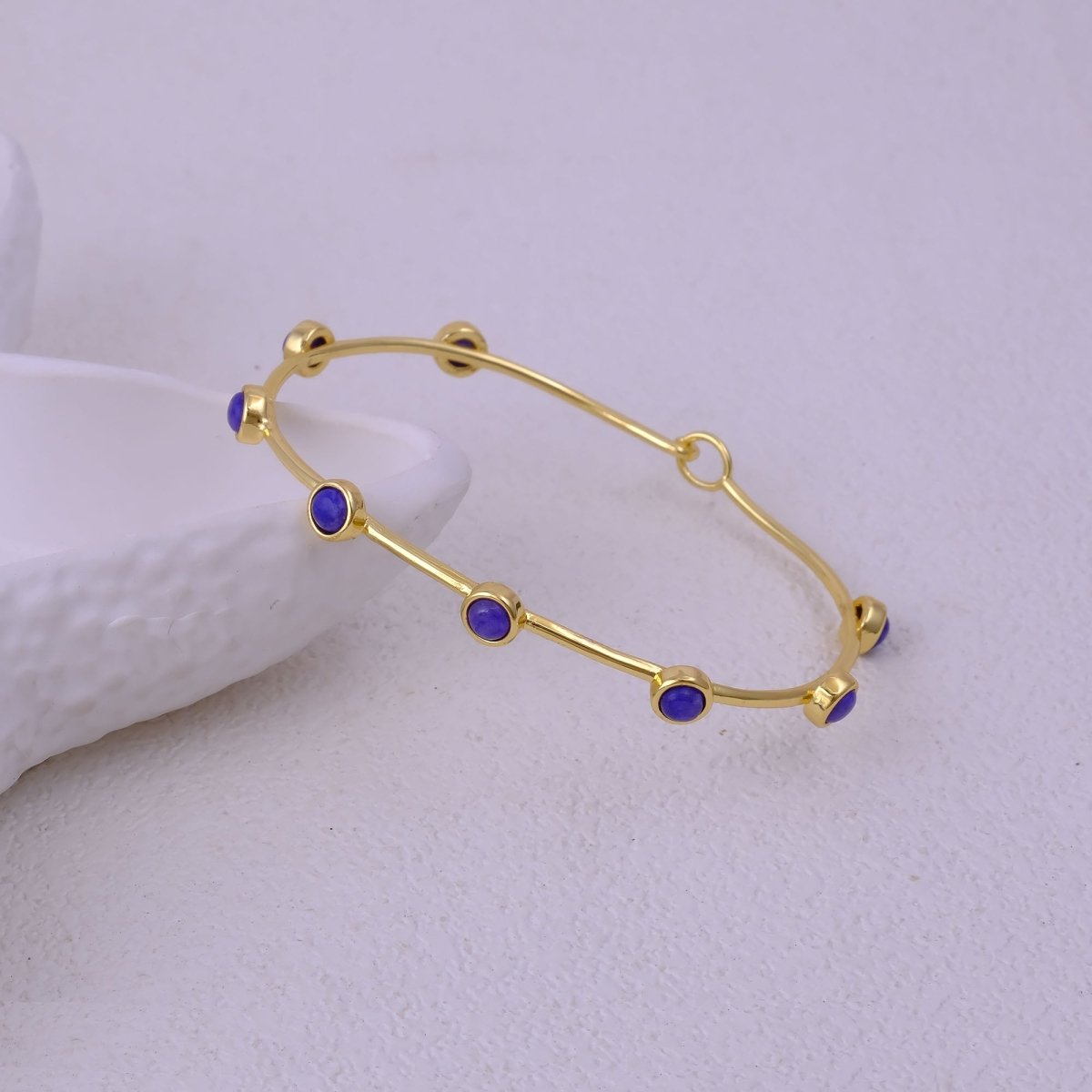 Minimalist Peridot Gemstone Stacking Bangle, Gold Plated Brass Hook Clasp Bangle CB - 1002