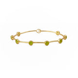 Minimalist Peridot Gemstone Stacking Bangle, Gold Plated Brass Hook Clasp Bangle CB - 1002