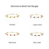 Minimalist Peridot Gemstone Stacking Bangle, Gold Plated Brass Hook Clasp Bangle CB - 1002