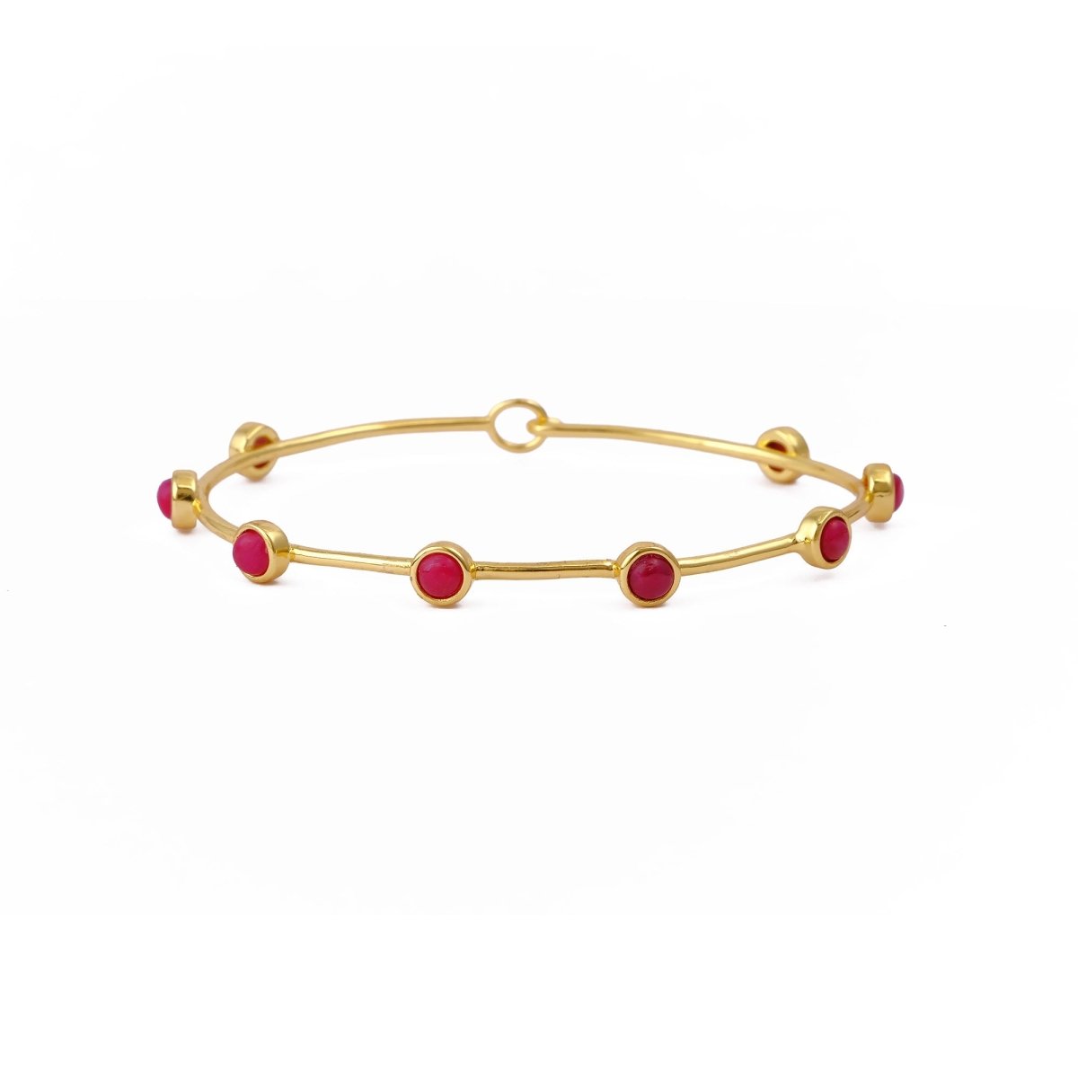 Minimalist Peridot Gemstone Stacking Bangle, Gold Plated Brass Hook Clasp Bangle CB - 1002