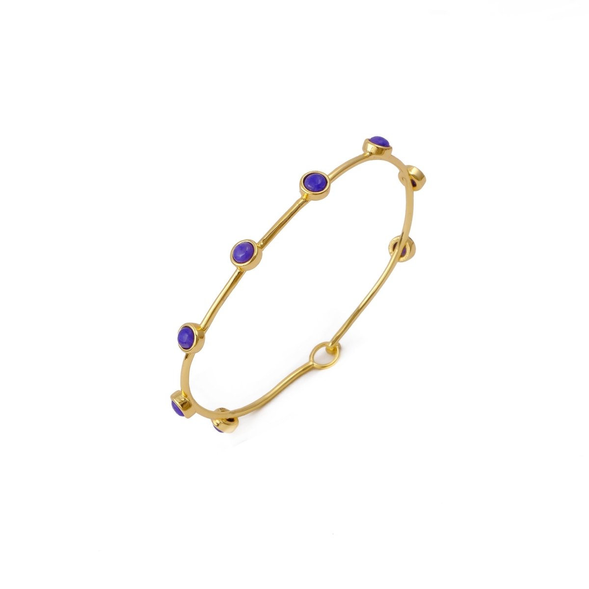 Minimalist Peridot Gemstone Stacking Bangle, Gold Plated Brass Hook Clasp Bangle CB - 1002