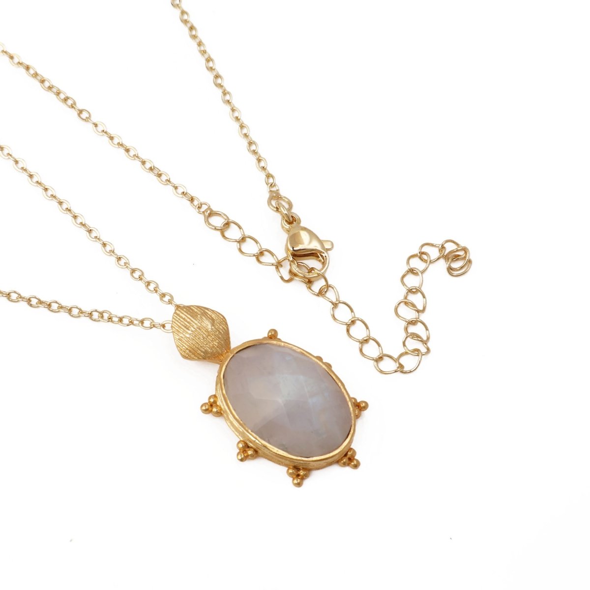 Minimalist Rainbow Moonstone Gemstone Necklaces, Trendy Minimal Jewelr 5415